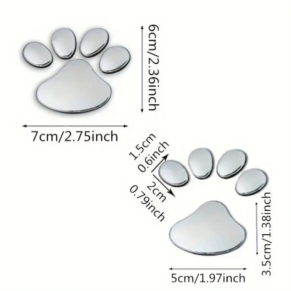 2PCS/Set 3D Cool Paw Print Car Stickers Dog & Cat Footprint Decals - Picture 9 of 10